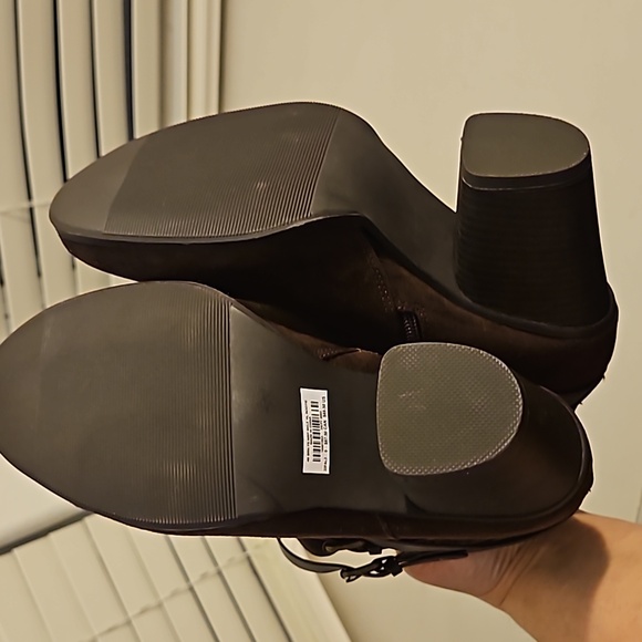 Torrid Faux Suede Brown Zip-Up Heeled Booties - Picture 5 of 7